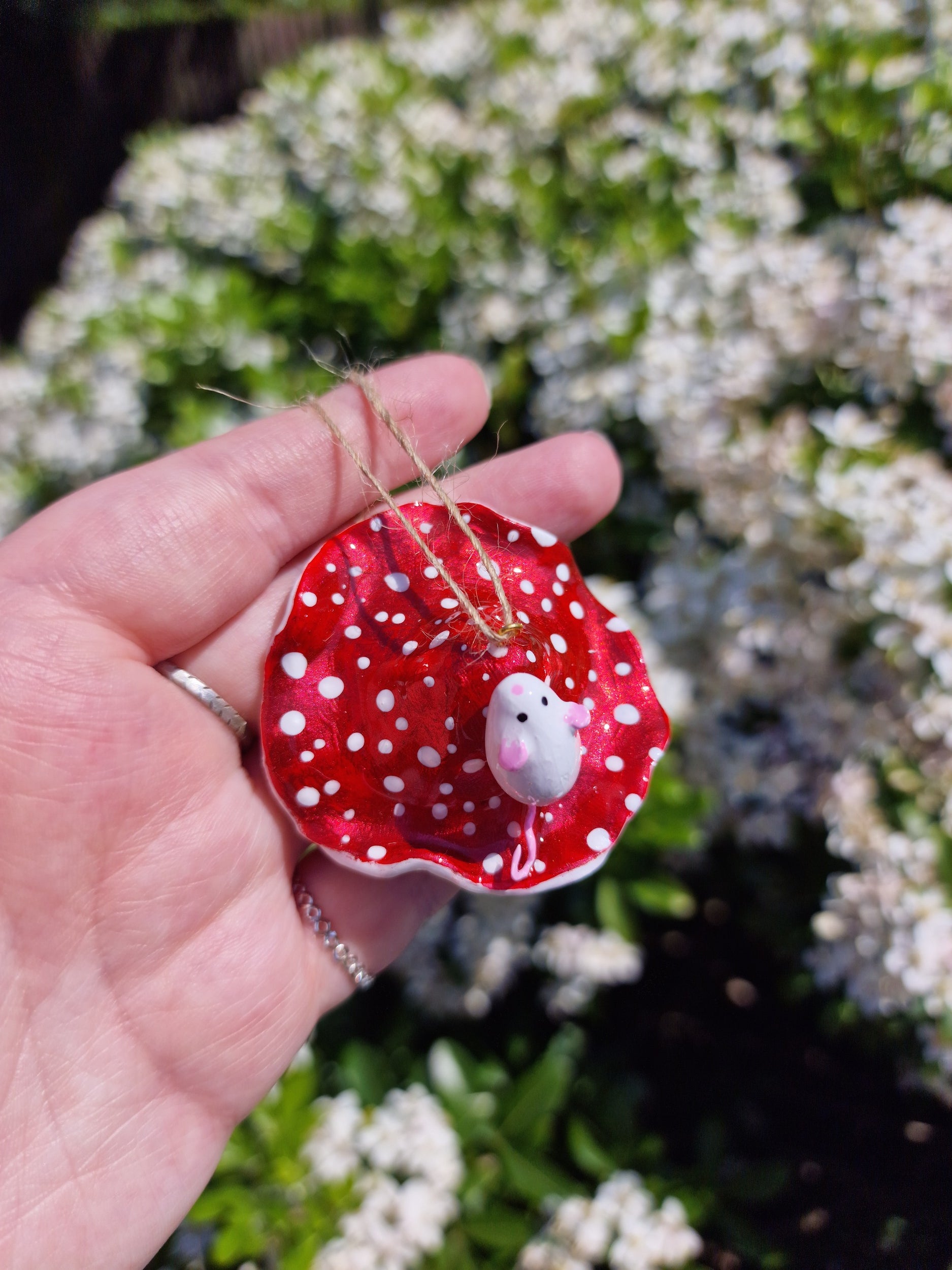Mushroom Mouse Crystal Decoration