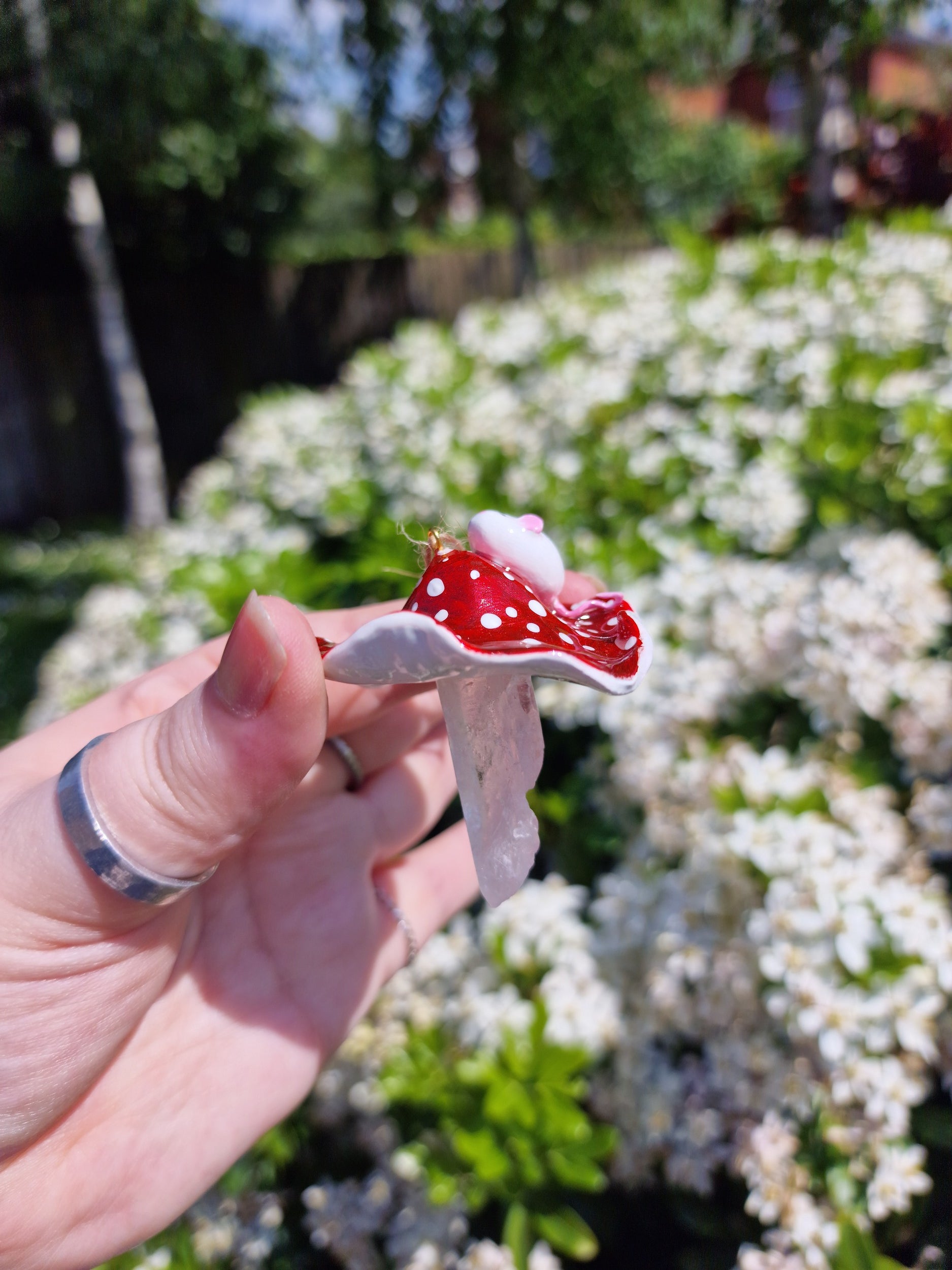 Mushroom Mouse Crystal Decoration