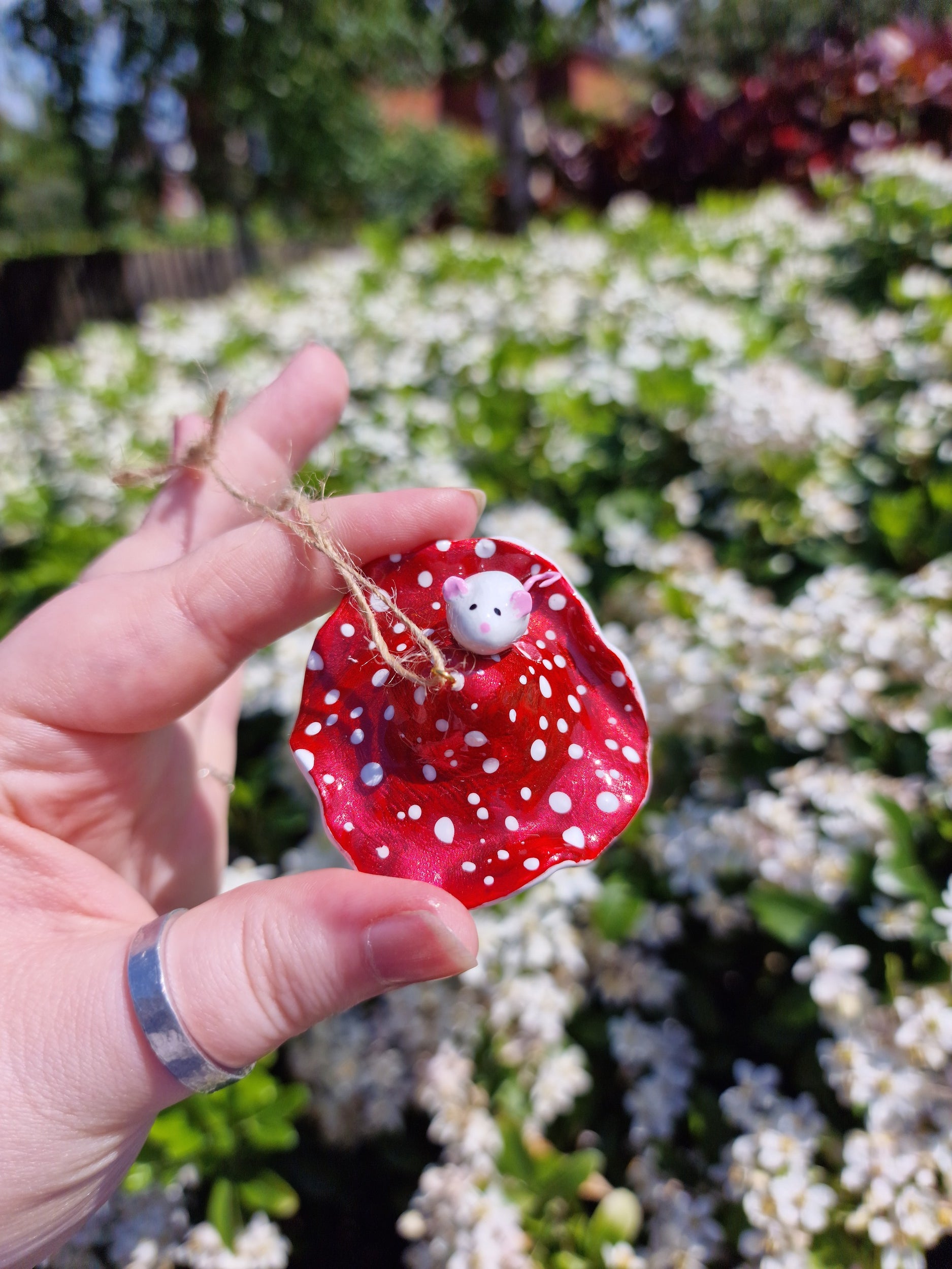 Mushroom Mouse Crystal Decoration