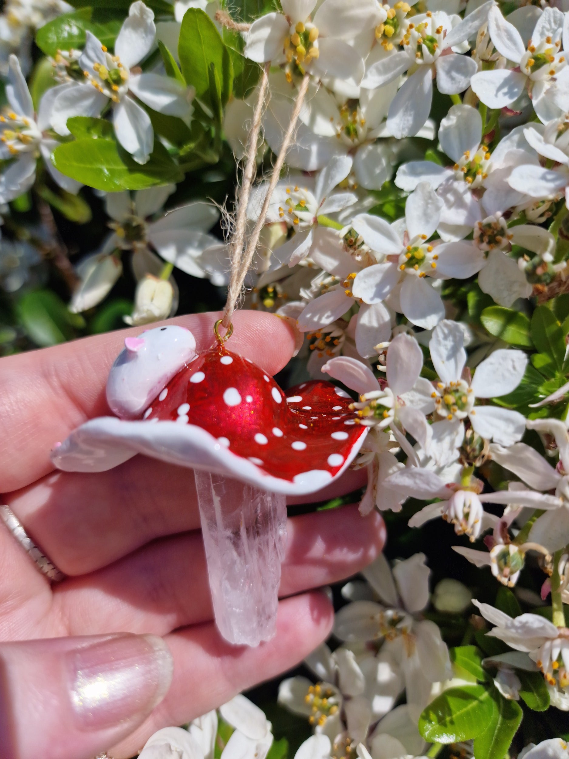 Mushroom Mouse Crystal Decoration