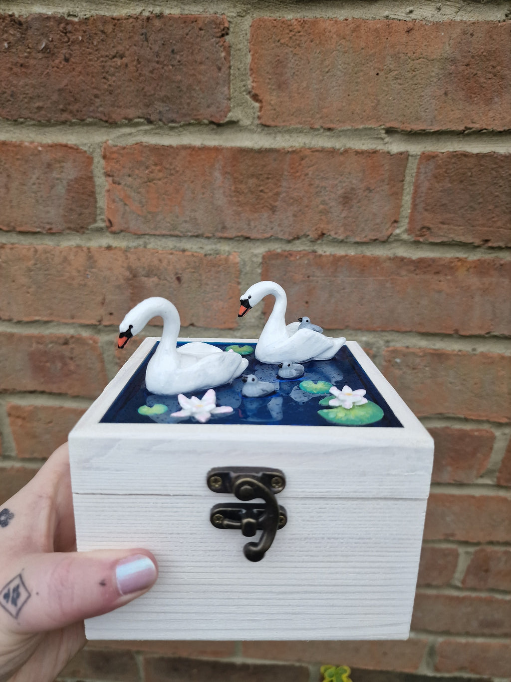 Handmade Swan Pond Box
