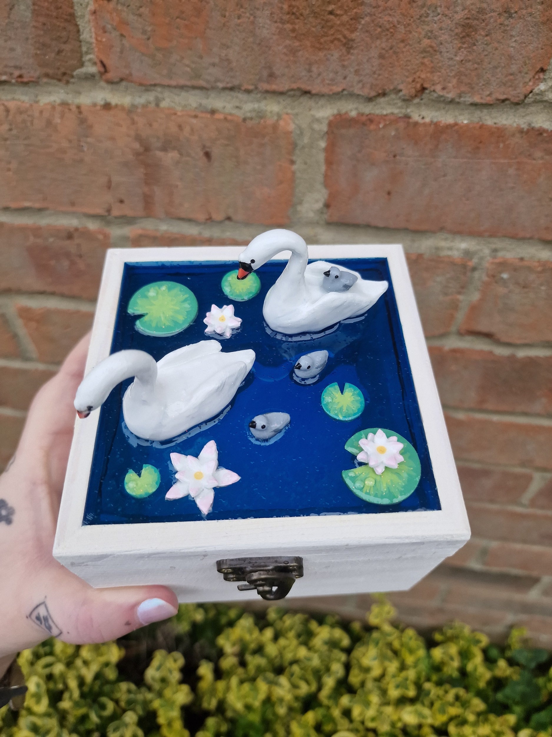 Handmade Swan Pond Box