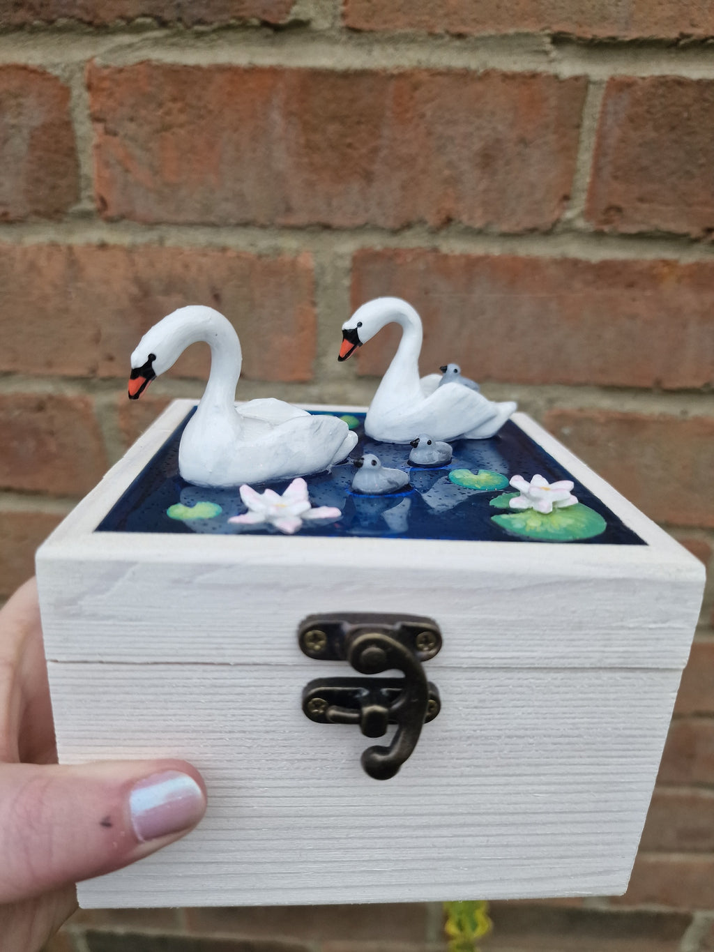 Handmade Swan Pond Box
