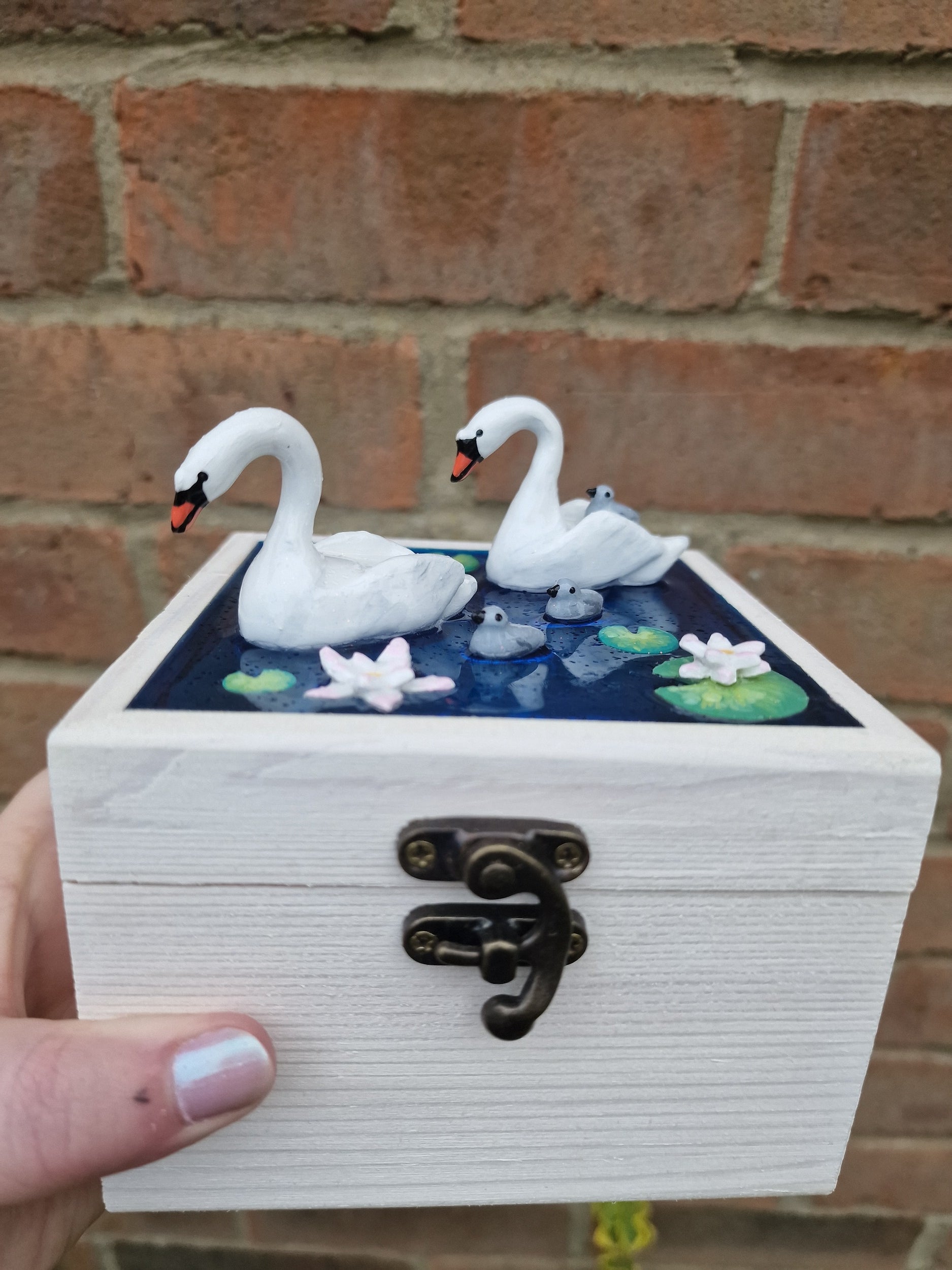 Handmade Swan Pond Box