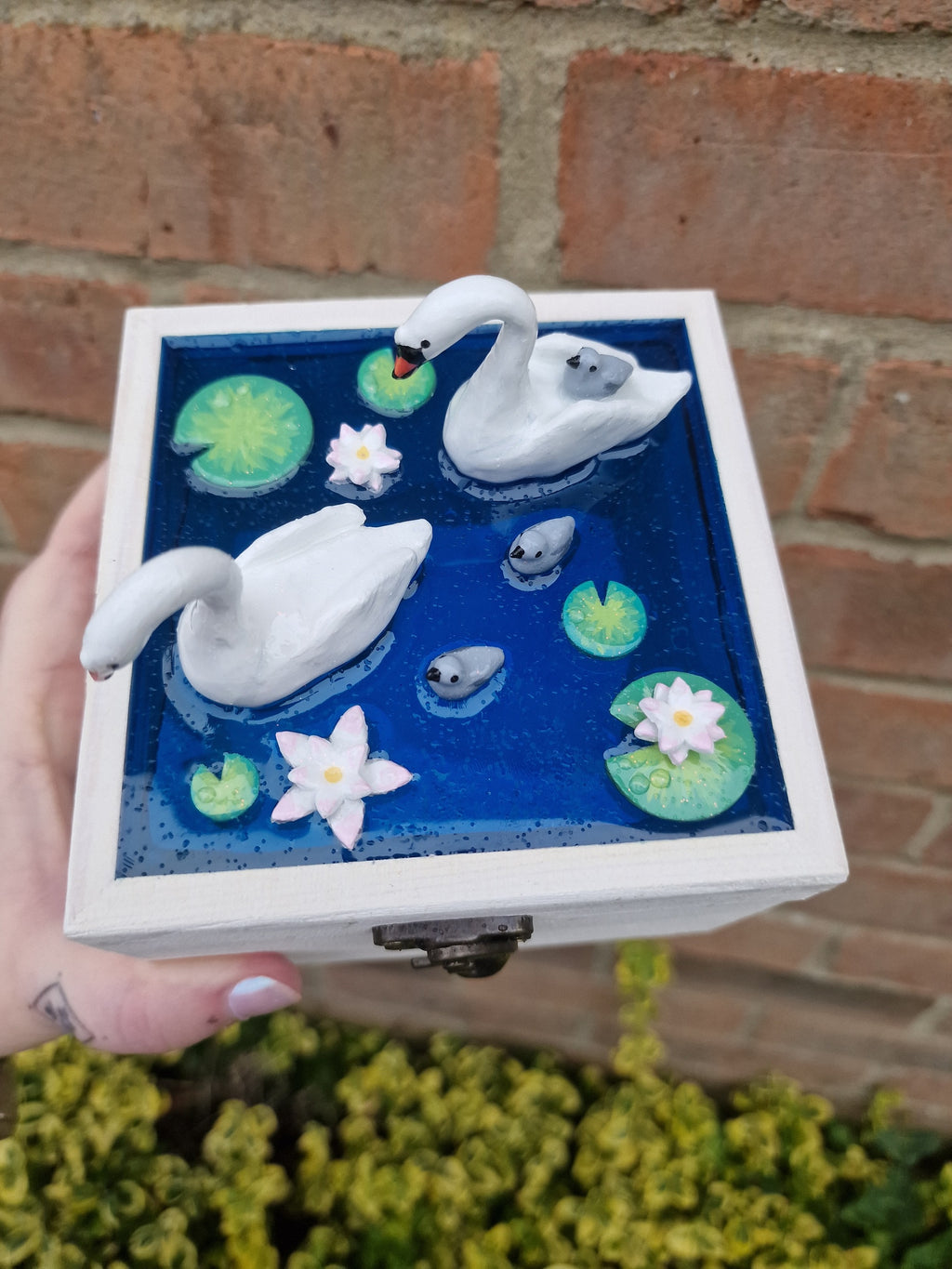 Handmade Swan Pond Box
