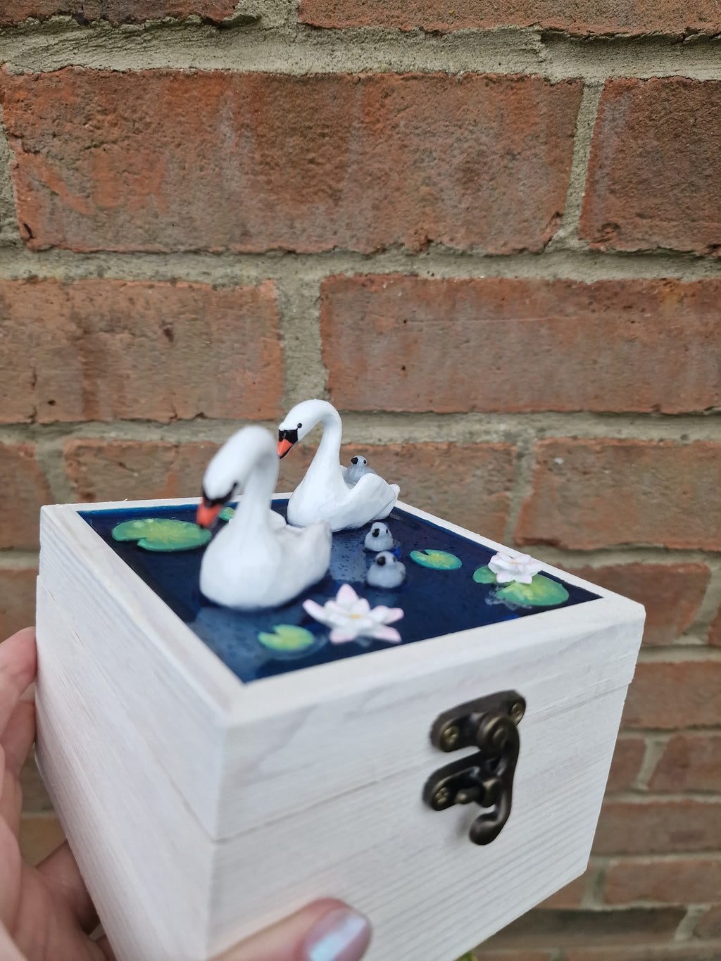 Handmade Swan Pond Box
