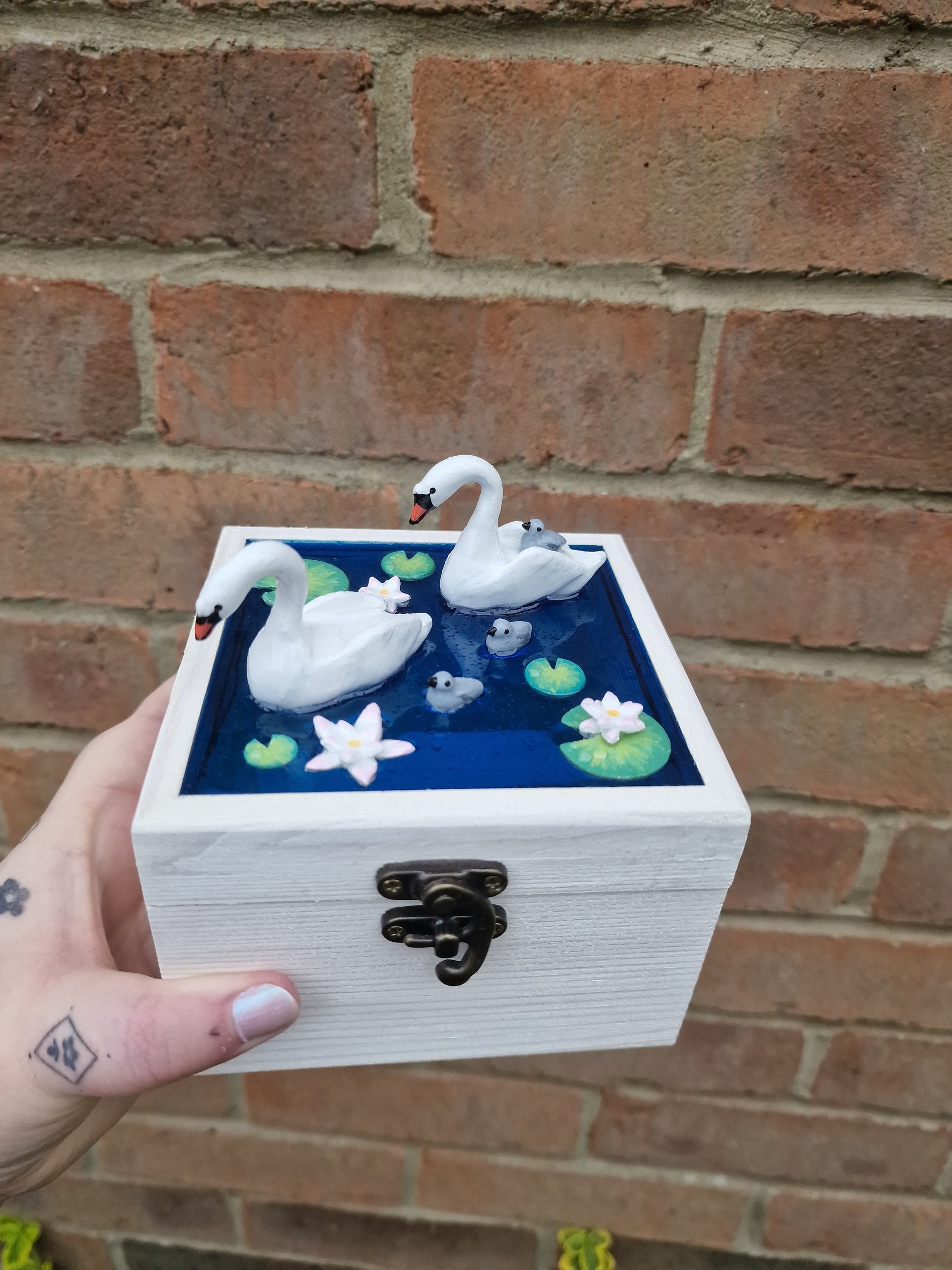 Handmade Swan Pond Box
