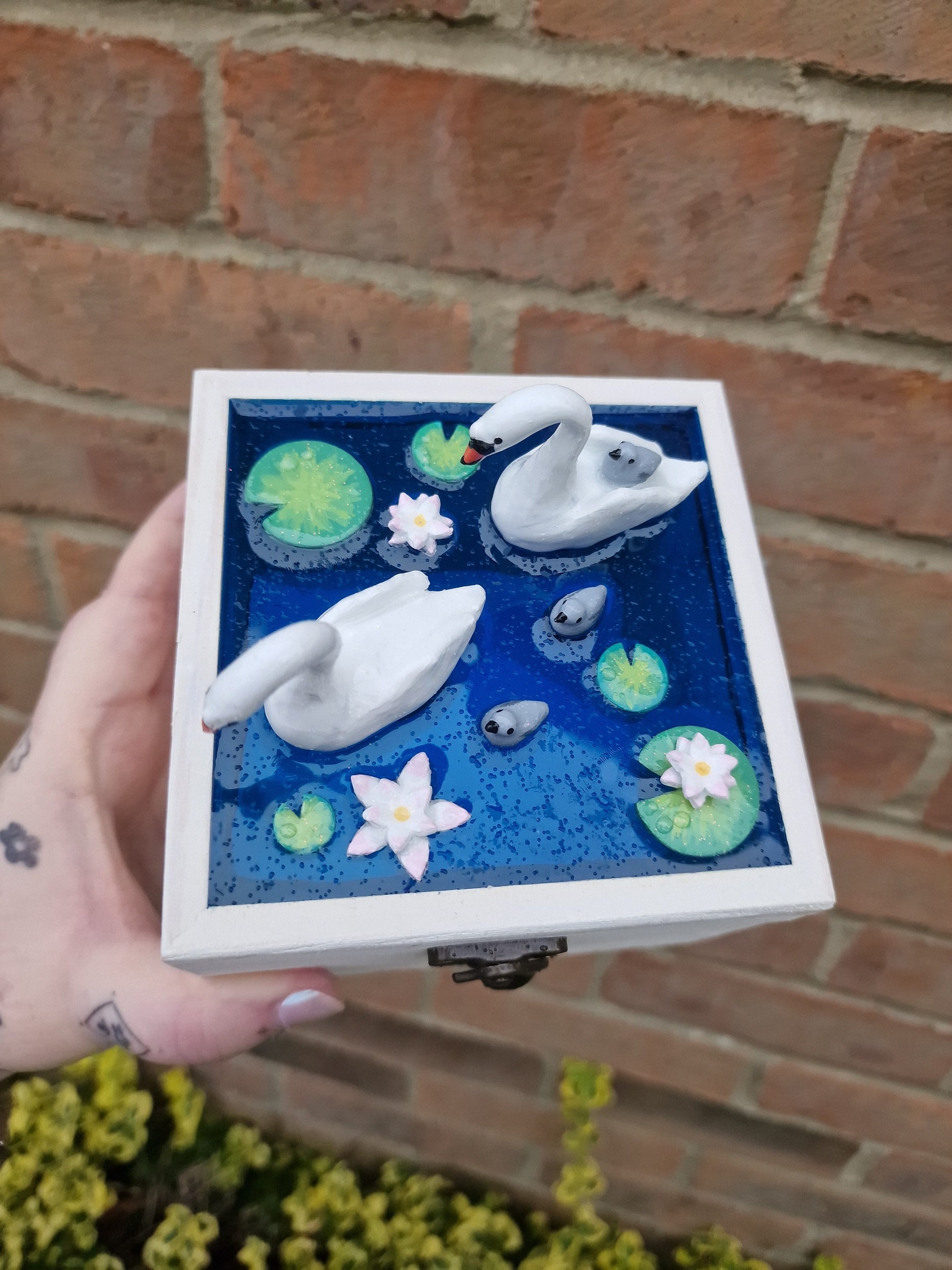 Handmade Swan Pond Box