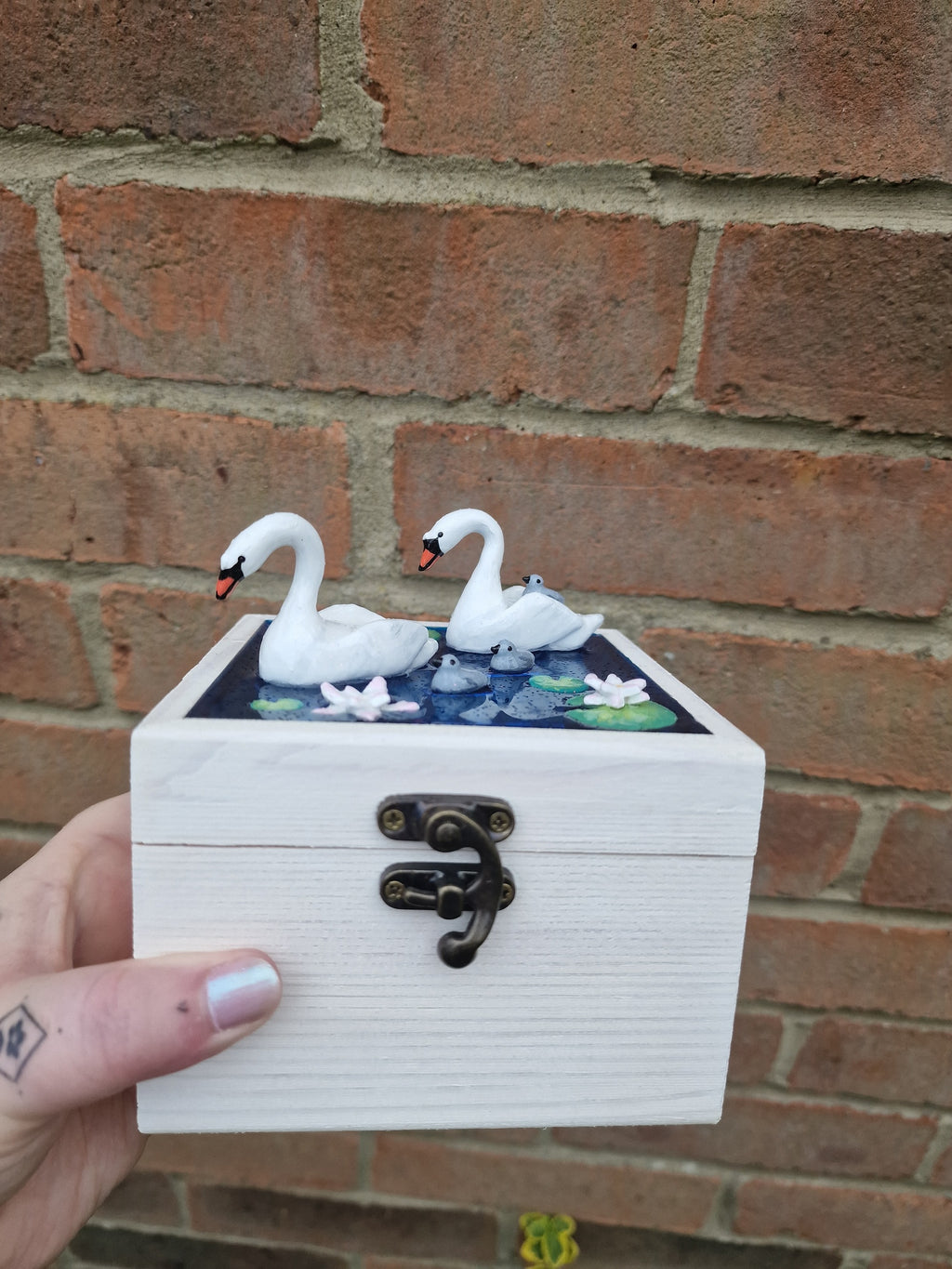 Handmade Swan Pond Box
