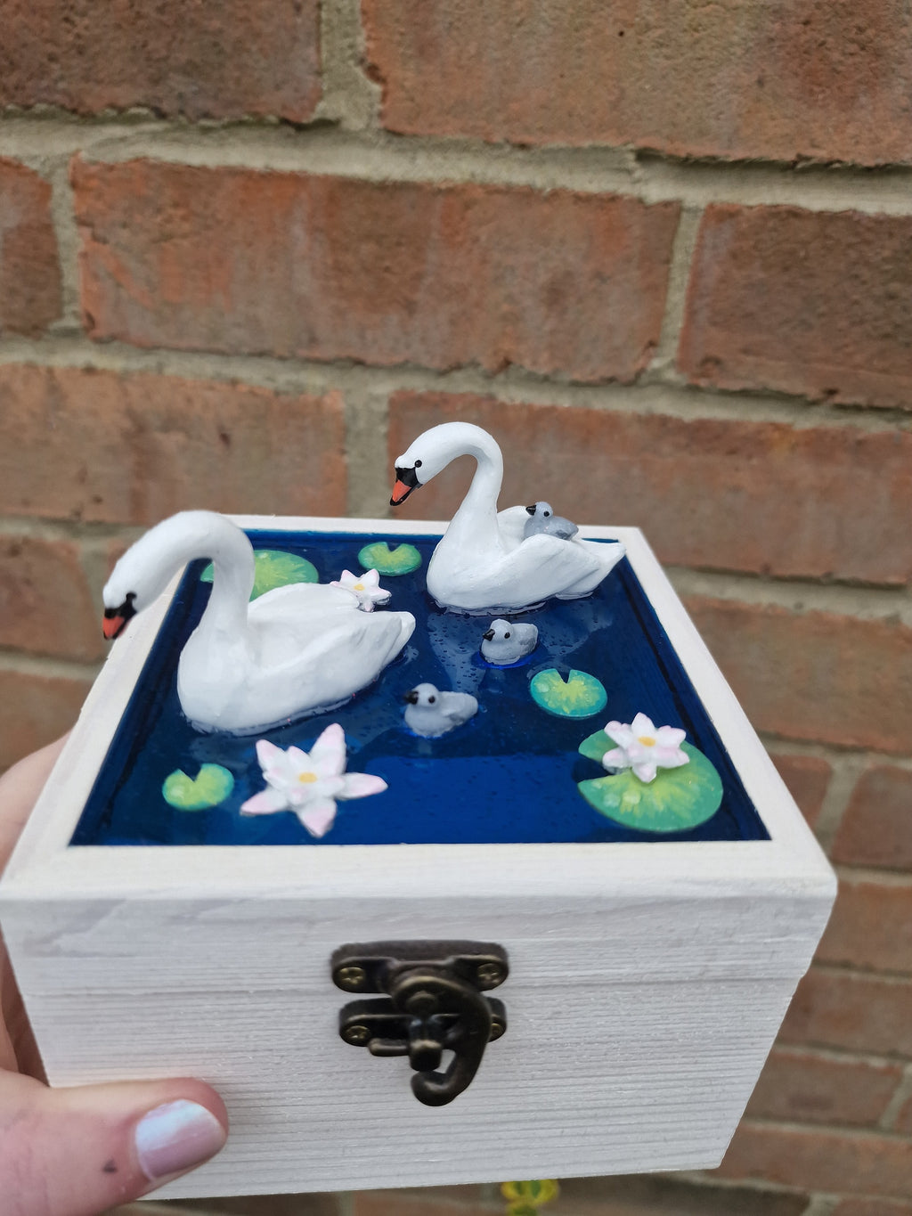 Handmade Swan Pond Box