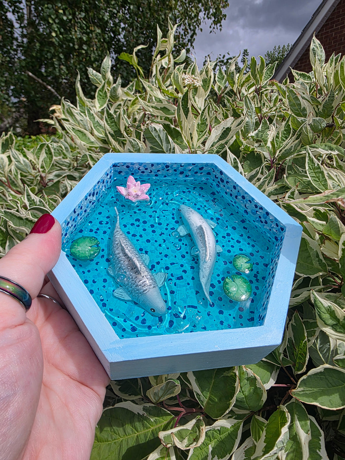 Handmade Koi Fish Pond Trinket Dish