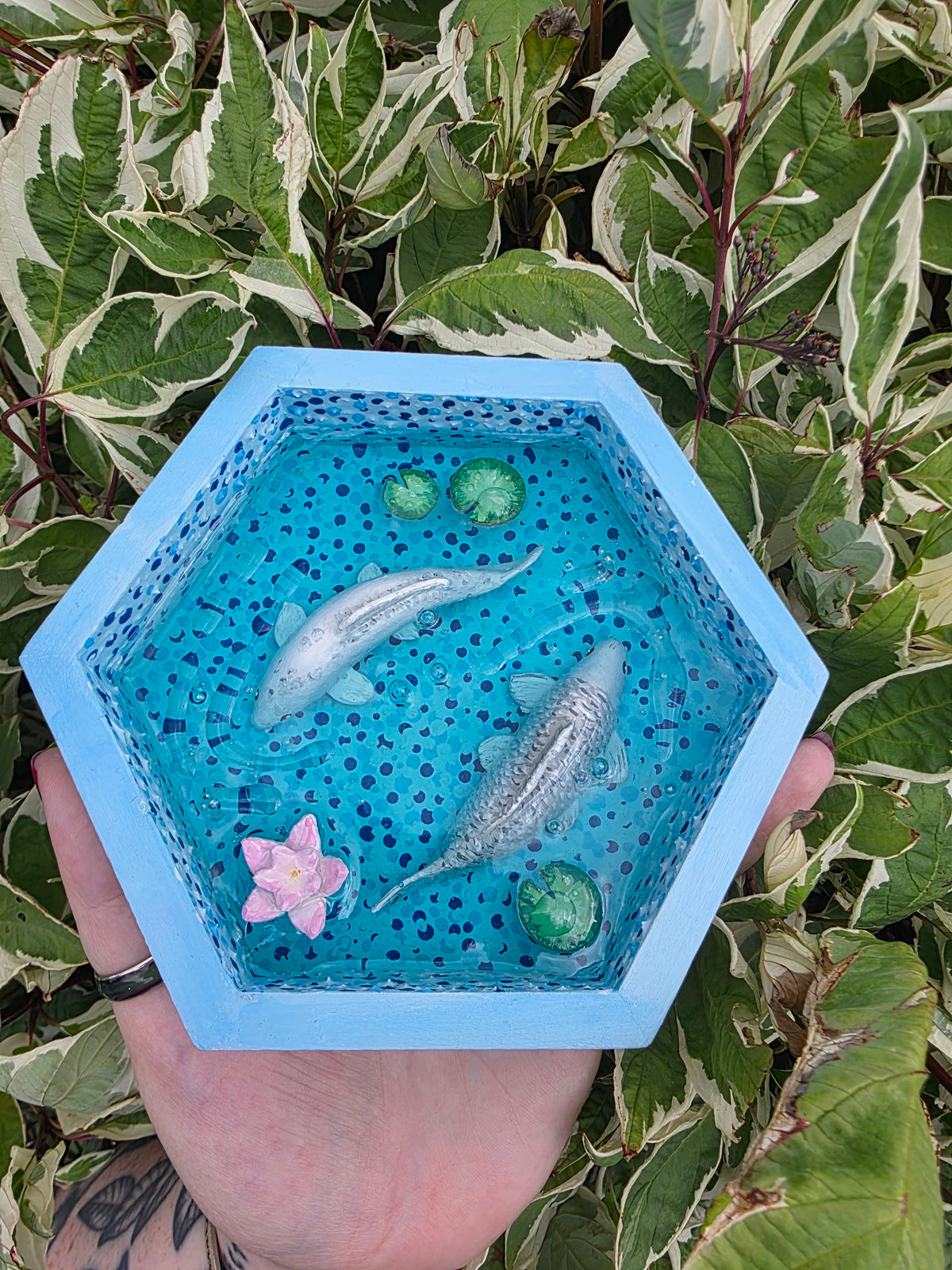 Handmade Koi Fish Pond Trinket Dish