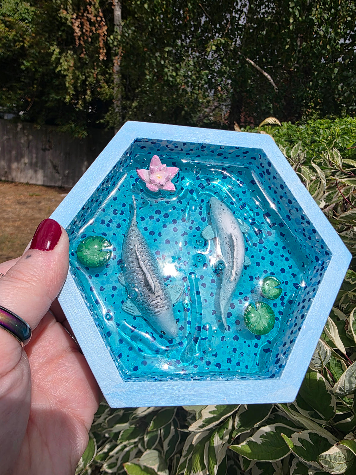 Handmade Koi Fish Pond Trinket Dish