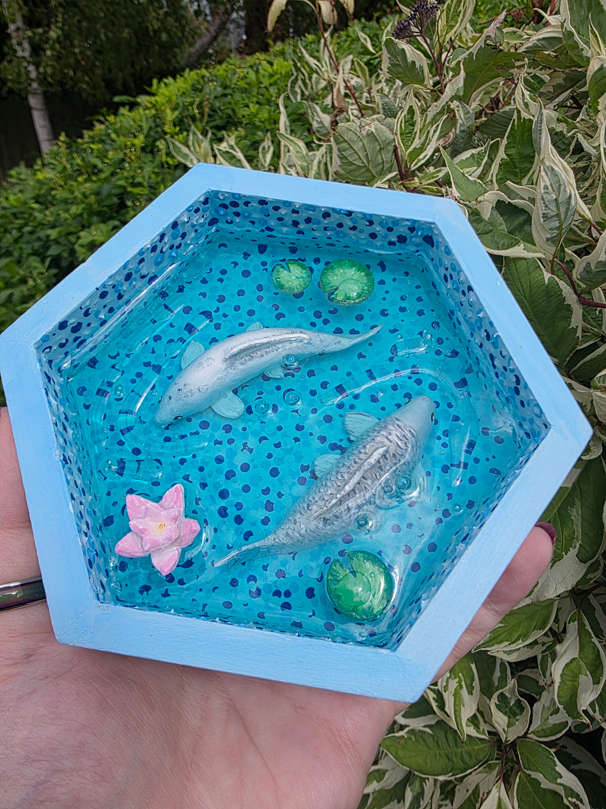 Handmade Koi Fish Pond Trinket Dish