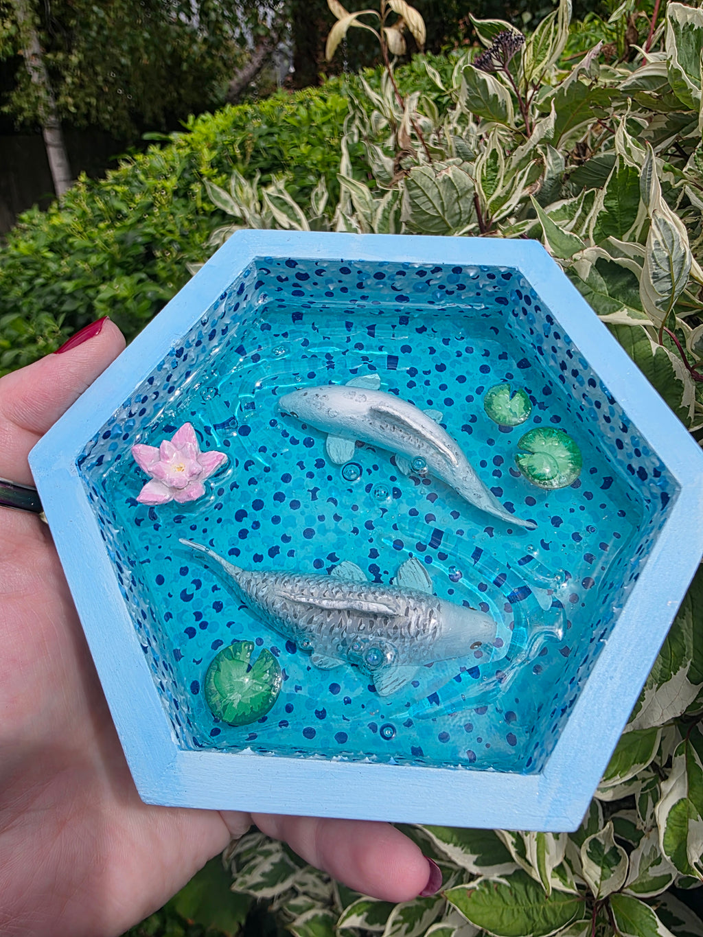 Handmade Koi Fish Pond Trinket Dish